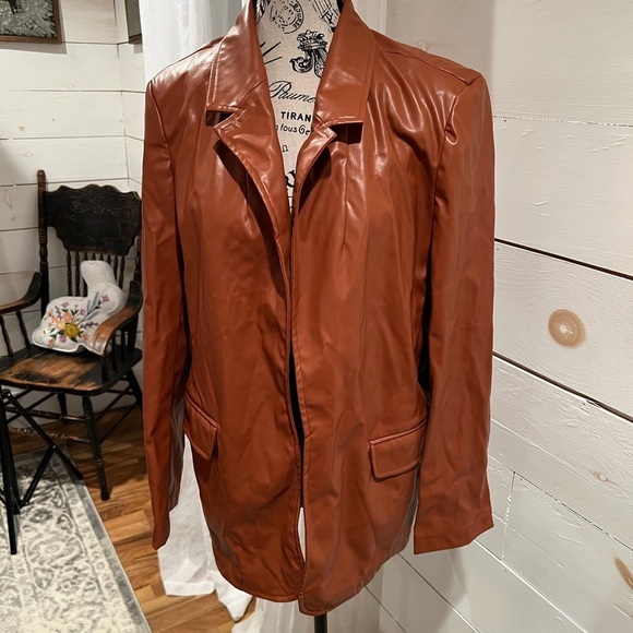 Lush Jackets & Blazers - Lush Caramel Brown Faux Leather Jacket, size medium, NWT, see photos. Boutique.